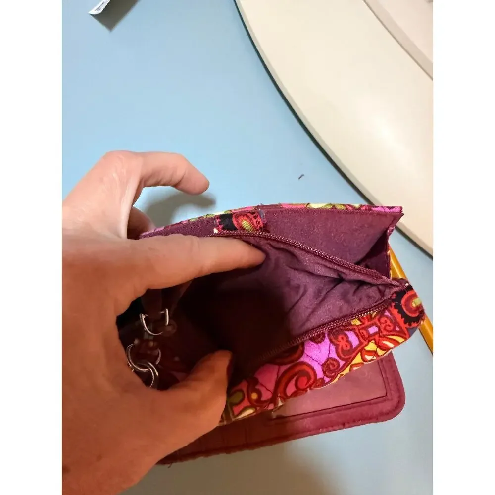Quilted cotton Vera Bradley wristlet wallet Red Resort Medallion paisley pattern